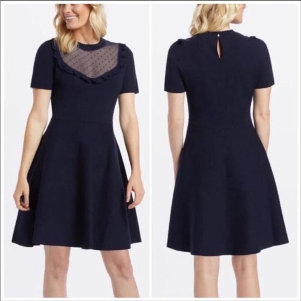 Draper James Sheer Yoke A-line Sweater Dress XL